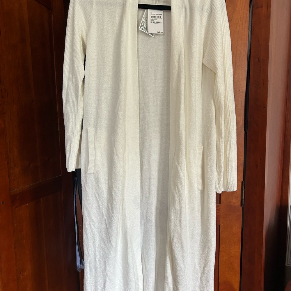 Barefoot Dreams Long Open-Front Cream Cardigan